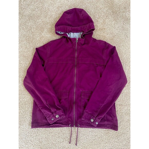 Columbia Women’s Purple Hooded Utility Chore Jacket Medium Zip Up Magenta - Picture 1 of 6
